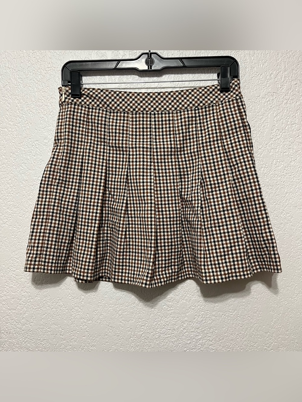 Mamba Jeans Brown Plaid Pleated Mini Skirt - Size M